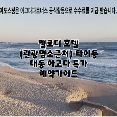 멜로디 호텔 (관광명소근처) 타이둥 대동 아고다 특가 예약가이드