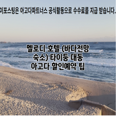 멜로디 호텔 (바다전망 숙소) 타이둥 대동 아고다 할인예약 팁