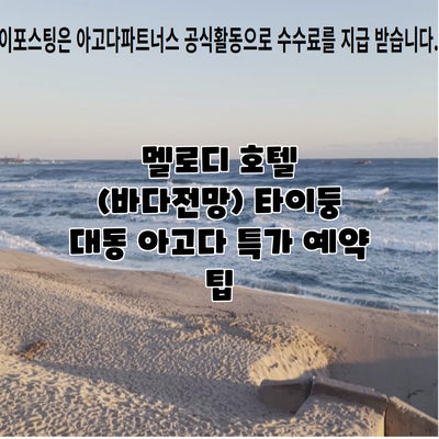 멜로디 호텔 (바다전망) 타이둥 대동 아고다 특가 예약 팁