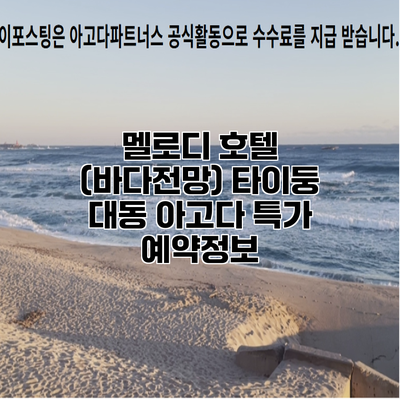 멜로디 호텔 (바다전망) 타이둥 대동 아고다 특가 예약정보