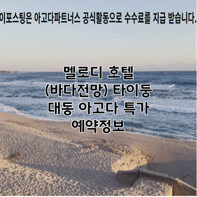 멜로디 호텔 (바다전망) 타이둥 대동 아고다 특가 예약정보