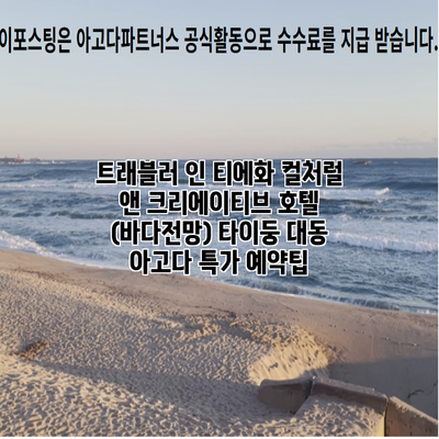 트래블러 인 티에화 컬처럴 앤 크리에이티브 호텔 (바다전망) 타이둥 대동 아고다 특가 예약팁