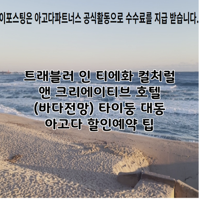 트래블러 인 티에화 컬처럴 앤 크리에이티브 호텔 (바다전망) 타이둥 대동 아고다 할인예약 팁